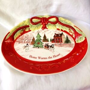 Fitz & Floyd Christmas Sentiment Tray HOM8E WARMS THE HEART Cookie Plate Wall